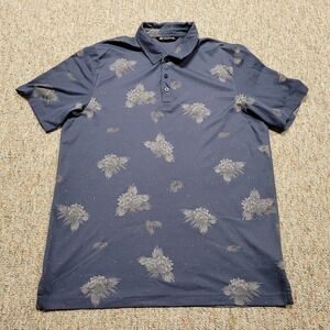Travis Mathew Polo Shirt Mens XL Blue Floral Performance Golf Preppy Stretch